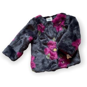 New With Partial Tag OshKosh Genuine Kids Floral Faux Fur Coat 18 Months